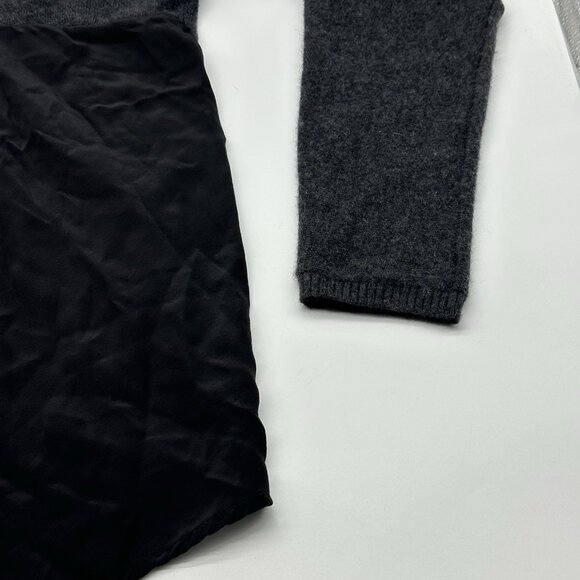 Quinn Women's Size Medium Gray & Black Cashmere Silk Crewneck Pullover Sweater - Picture 7 of 9